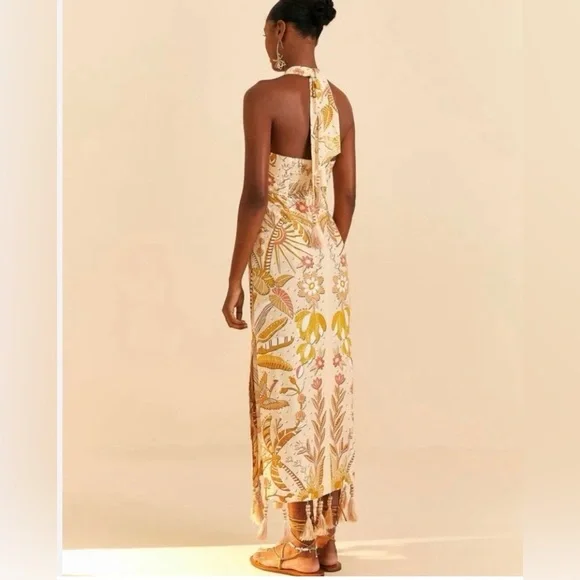 NWT FARM Rio Jungle Chic Midi Dress in Sand ~ Size Small - Picture 3 of 5